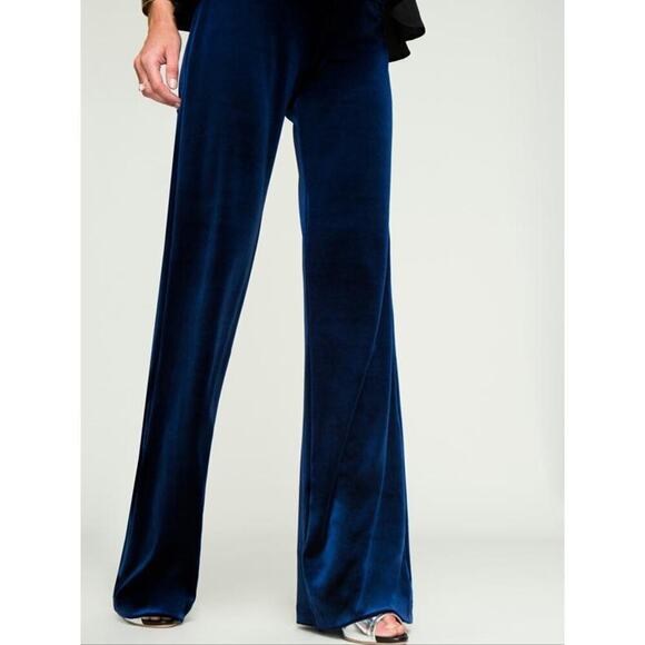 Reconnect Charlotte Straight Leg Velvet Maternity Pants - Blue / M